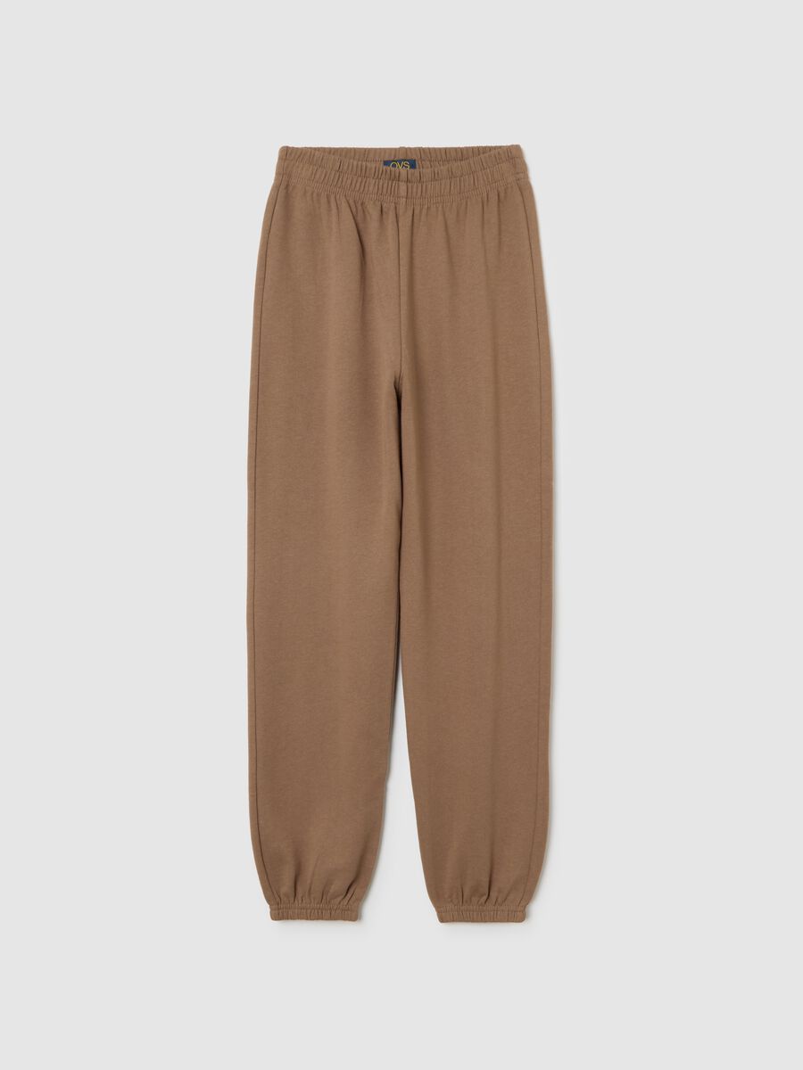 Brown Cotton Jogger Trousers_0