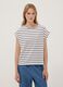 White pure cotton T-shirt with blue stripes, regular fit_2