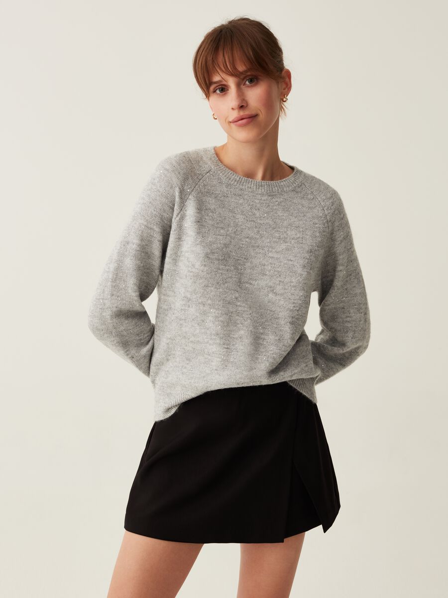 Pullover in lurex con micro paillettes_0