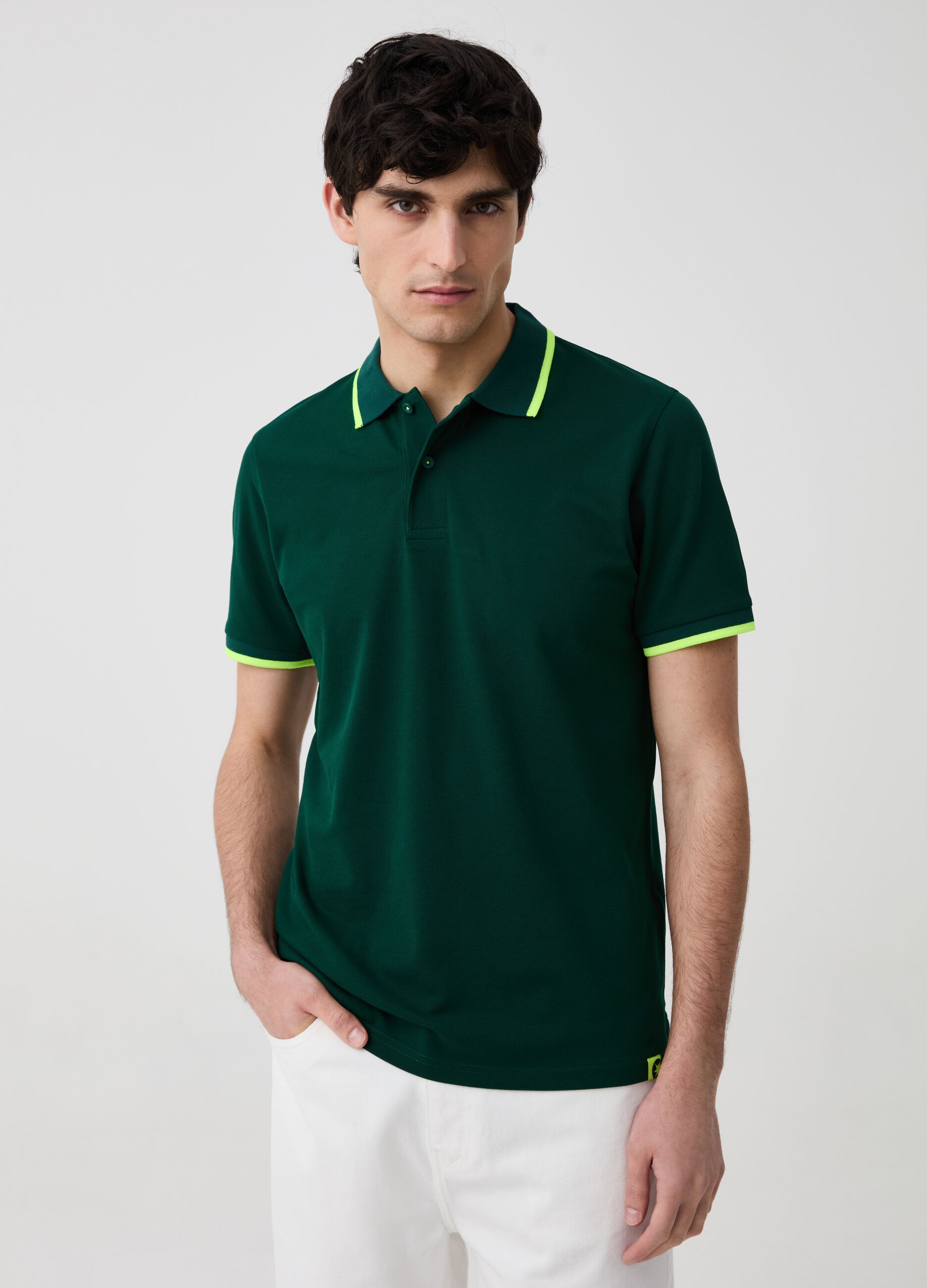 Ovs Polo tinta unita con profili fluo