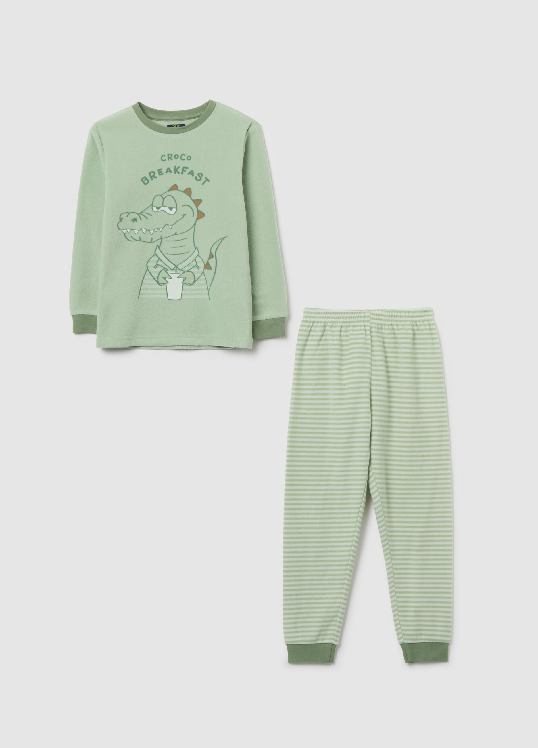 Green fleece children's pyjamas
