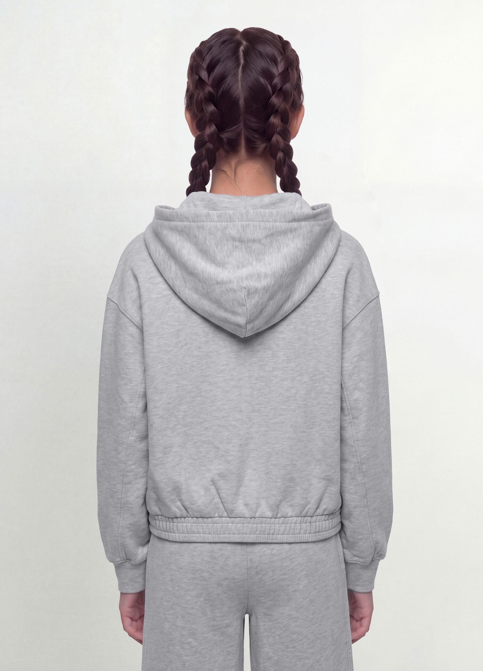 Grey organic cotton hooded sweatshirt