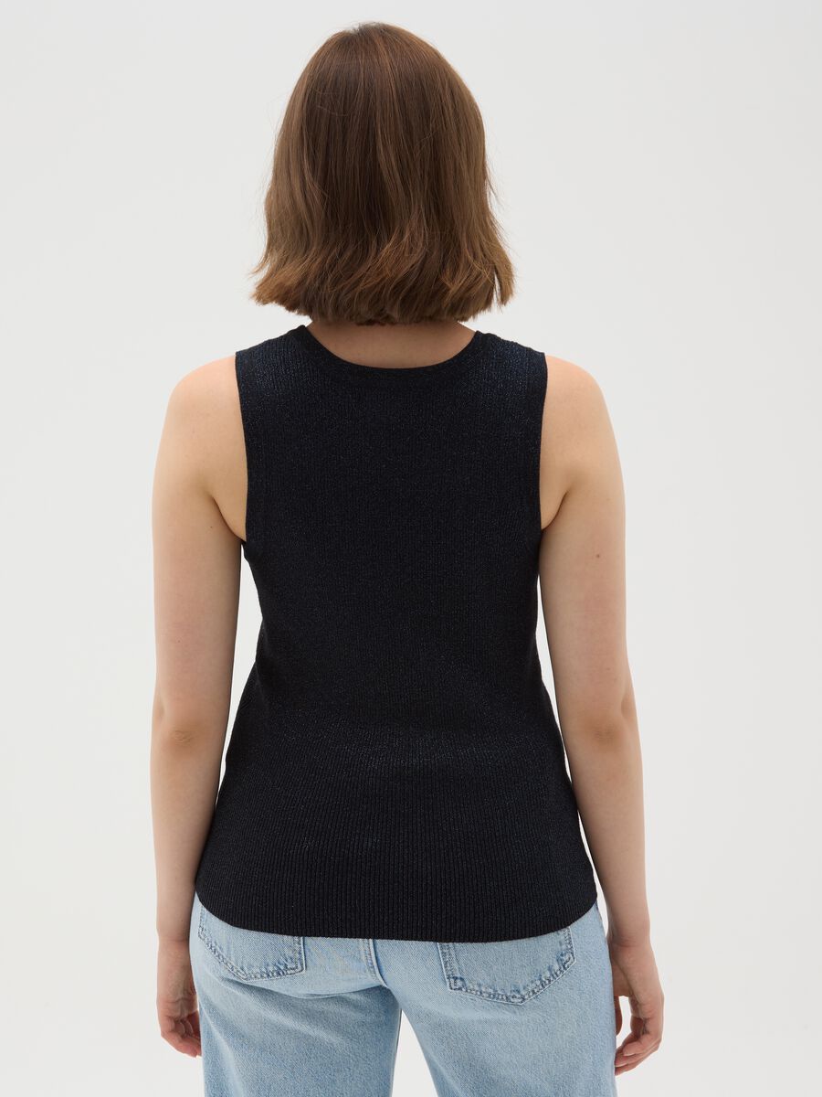 Curvy black vest top in lurex_3