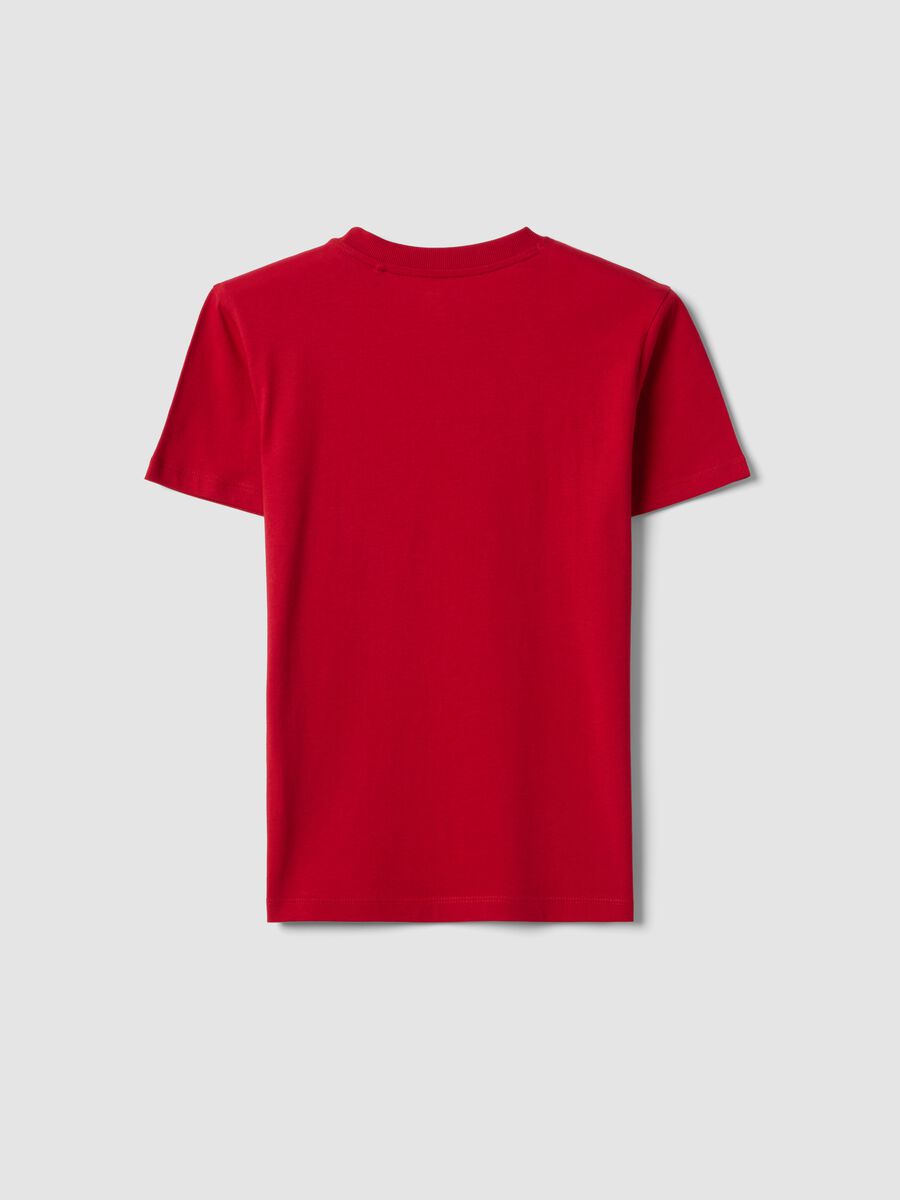 T-shirt in puro cotone rossa da ragazzo regular fit con stampa_1