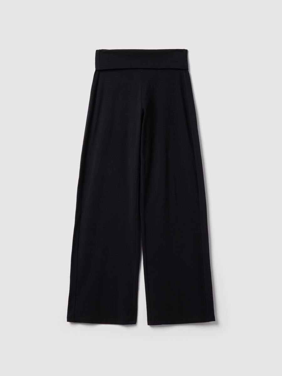 Wide-leg black stretch cotton jogger trousers_4