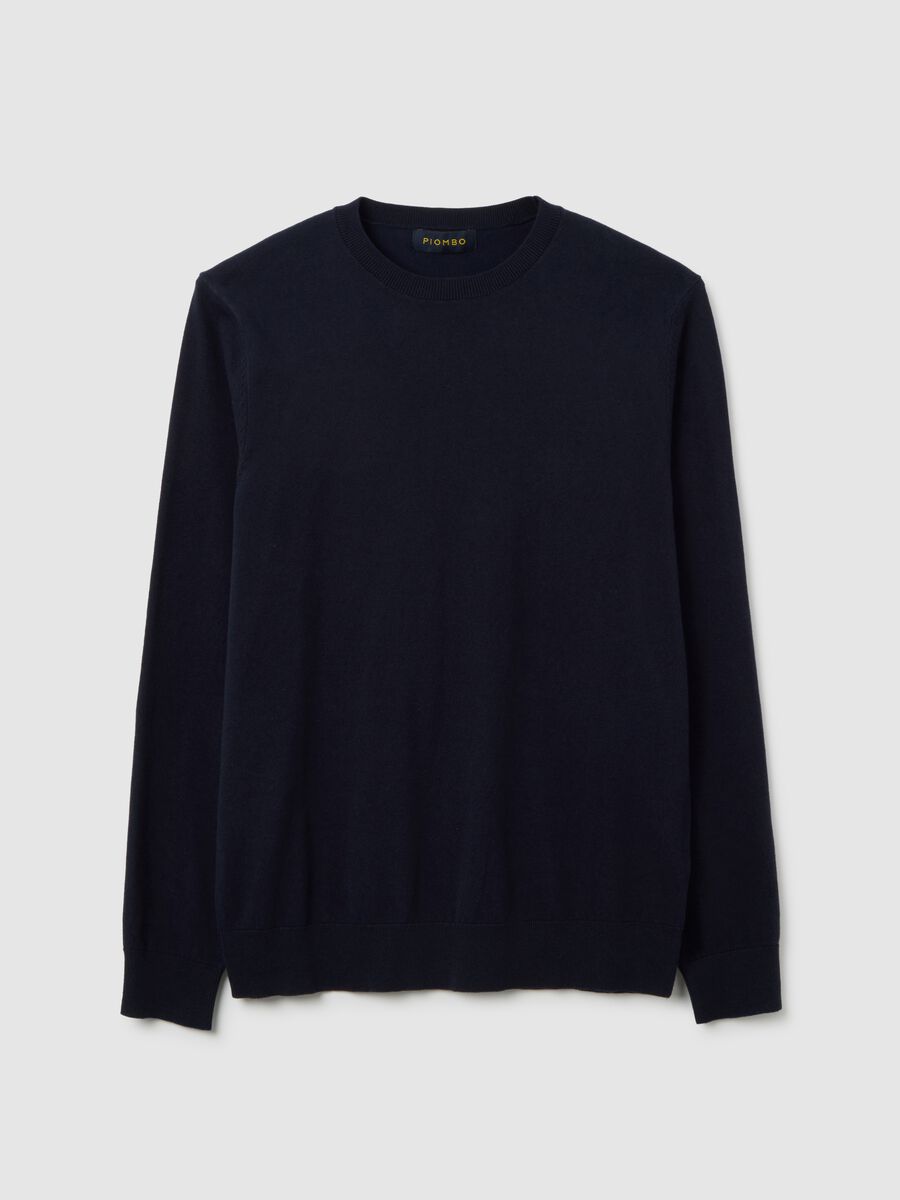 Maglione blu scuro in misto cotone_4
