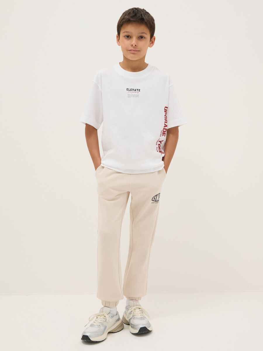 Boys' beige jogger trousers in pure cotton regular fit_0
