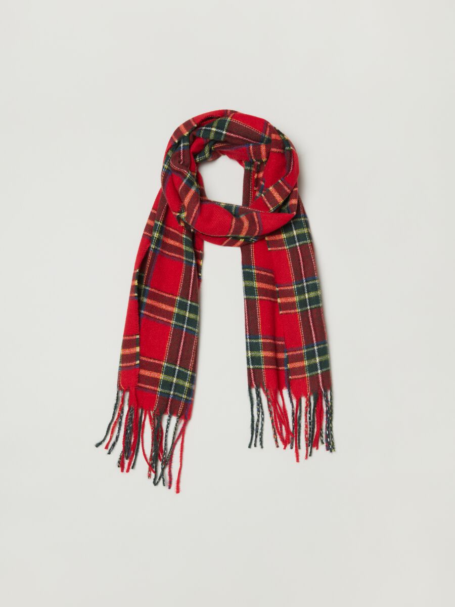 Sciarpa tartan con frange_0