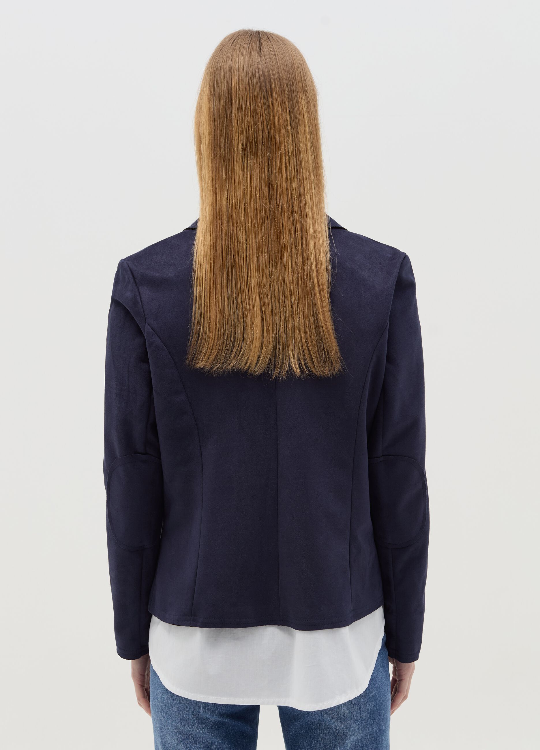 Single-breasted suede blazer