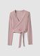 Wrap top rosa in cotone elasticizzato a costine ALTAVIA STUDIO_5