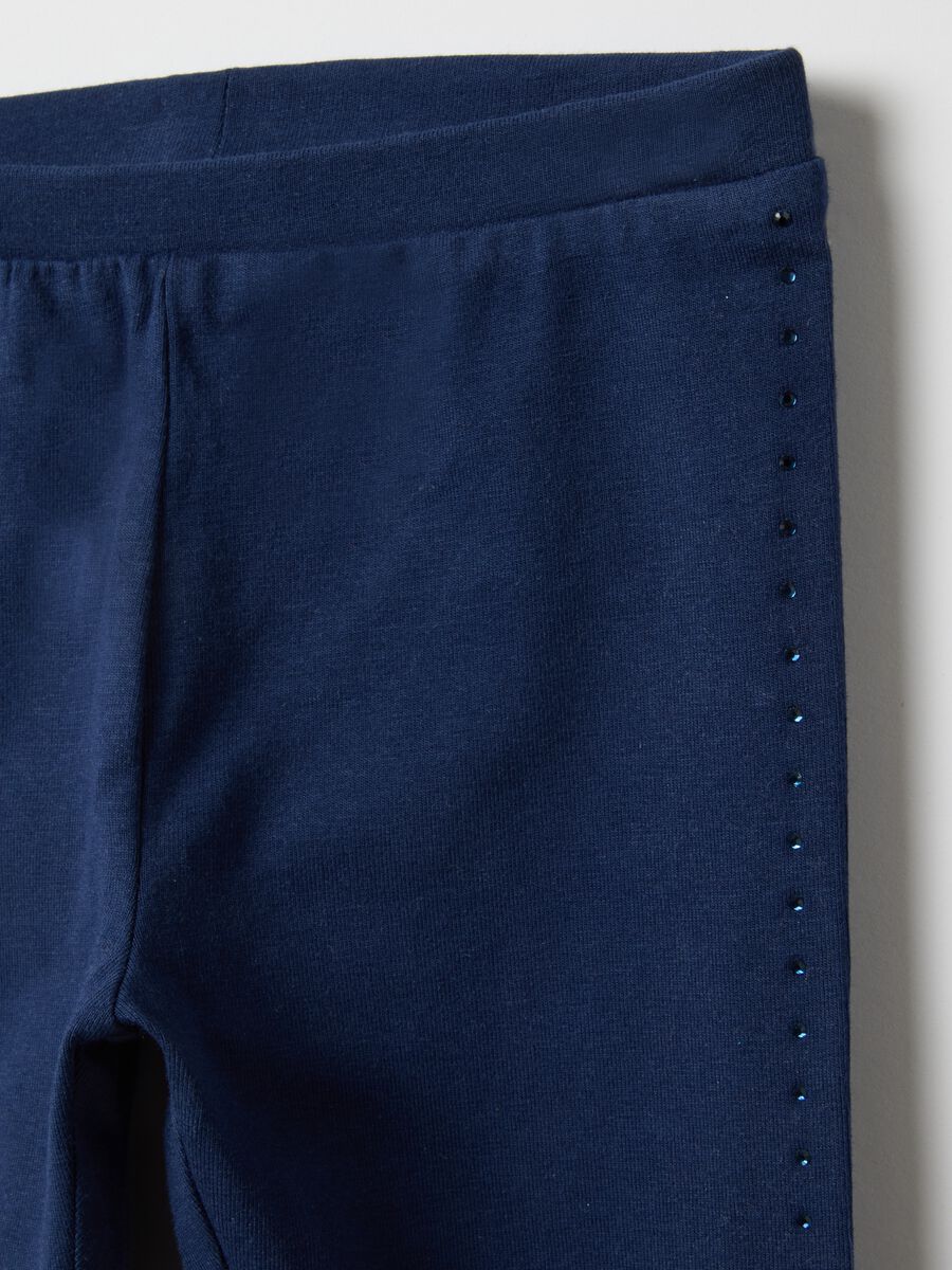 Girls' Slim Fit Blue Stretch Cotton Leggings_2