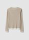 Beige cotton-blend crew-neck T-shirt_5