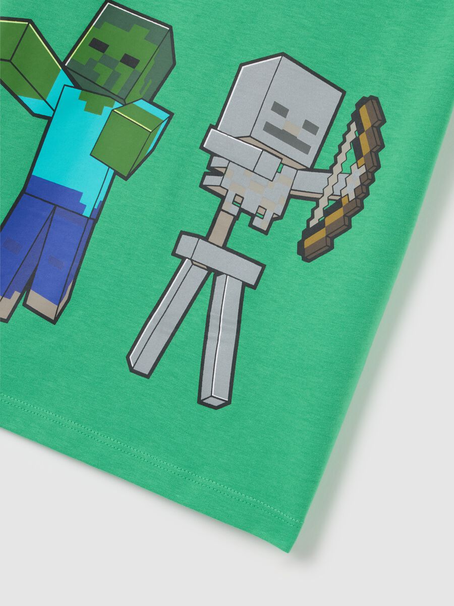 T-shirt da bambino in puro cotone verde regular fit con stampa Minecraft_3