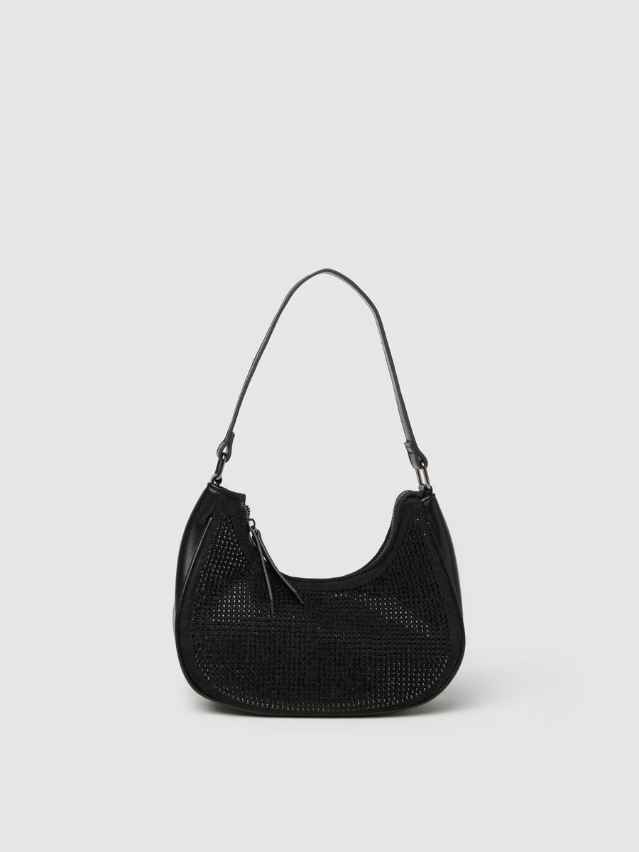 Black Shoulder Bag with Rhinestones_0