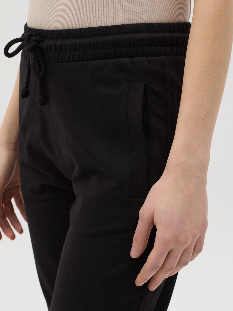 Black French terry joggers with drawstring_3