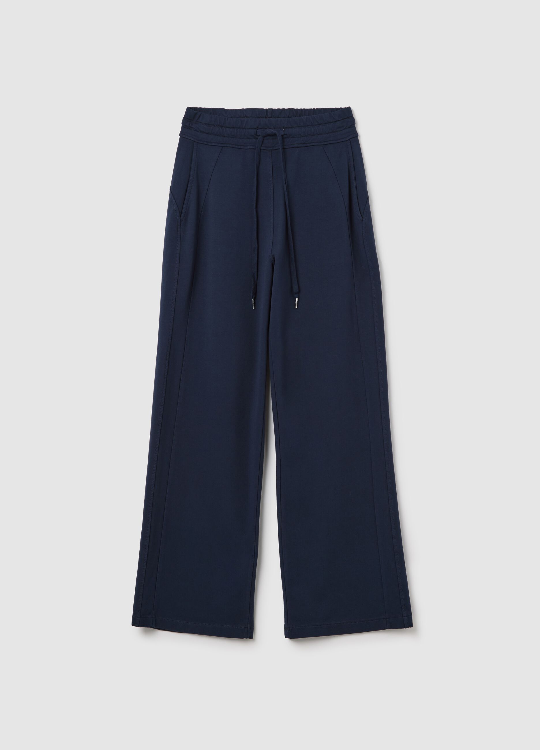 Blue fluid trousers with wide leg