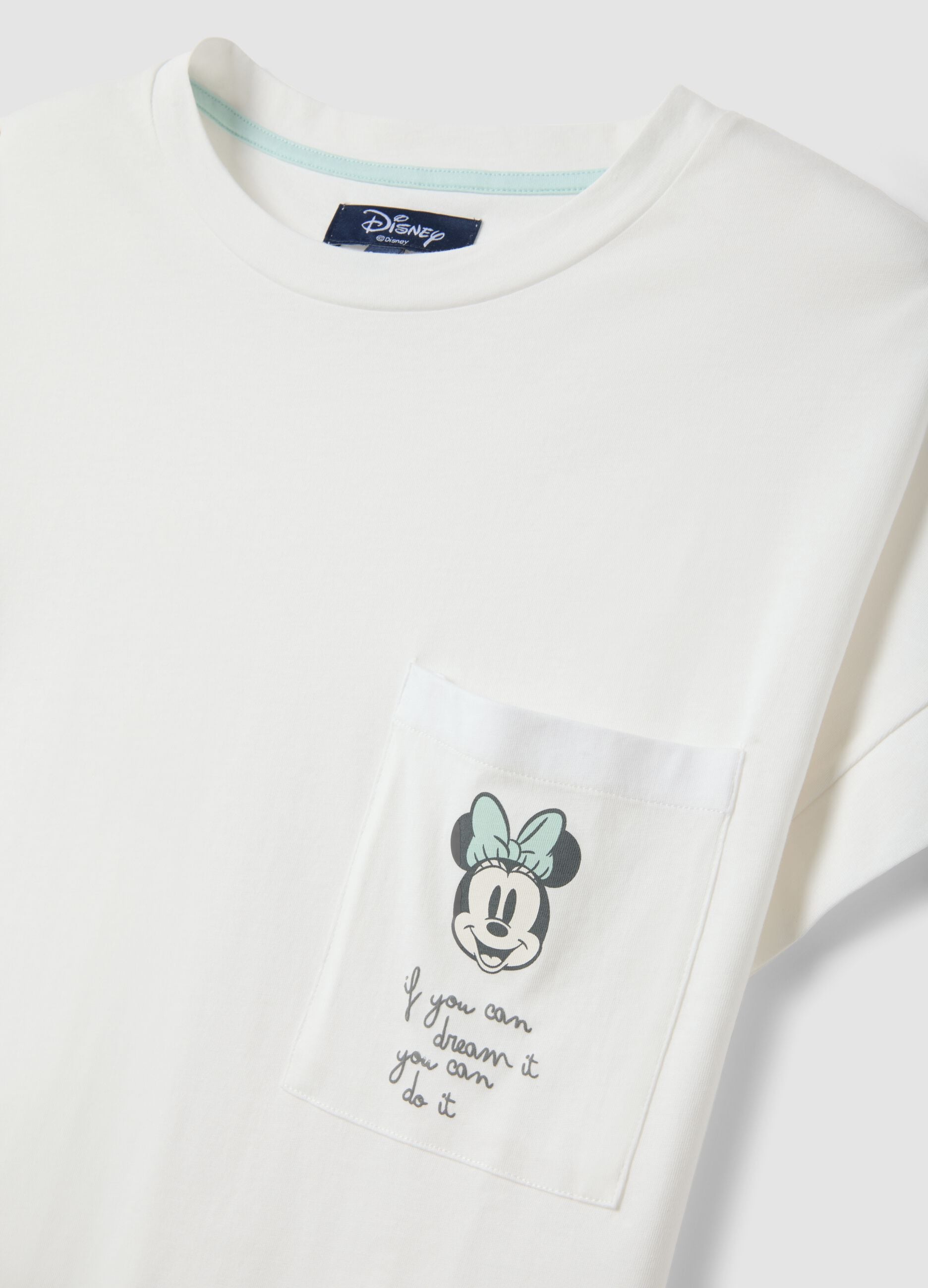 Camicia da notte bianca in puro cotone organico con stampa Minnie