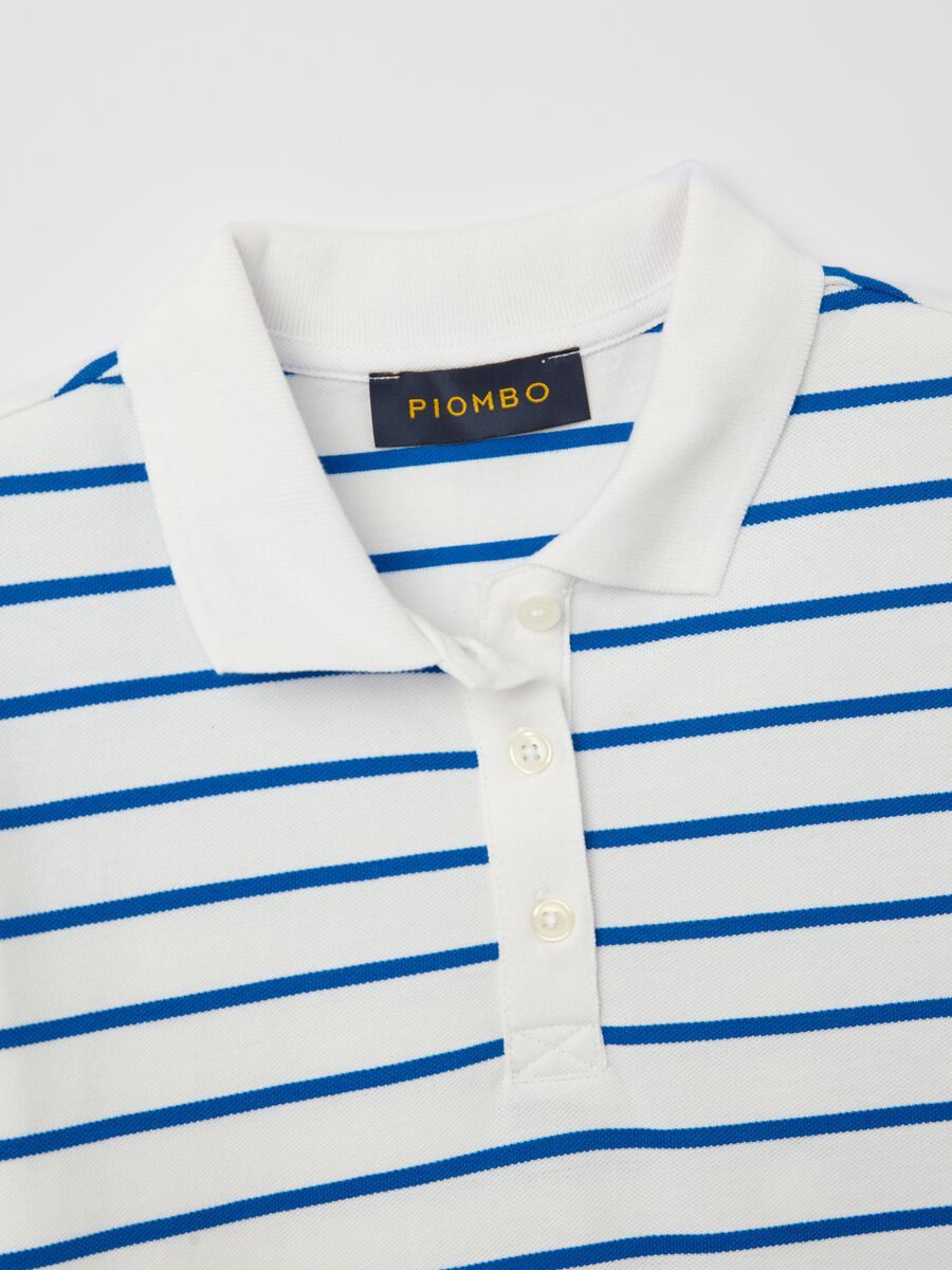 Light blue and white striped polo shirt in piquet_5
