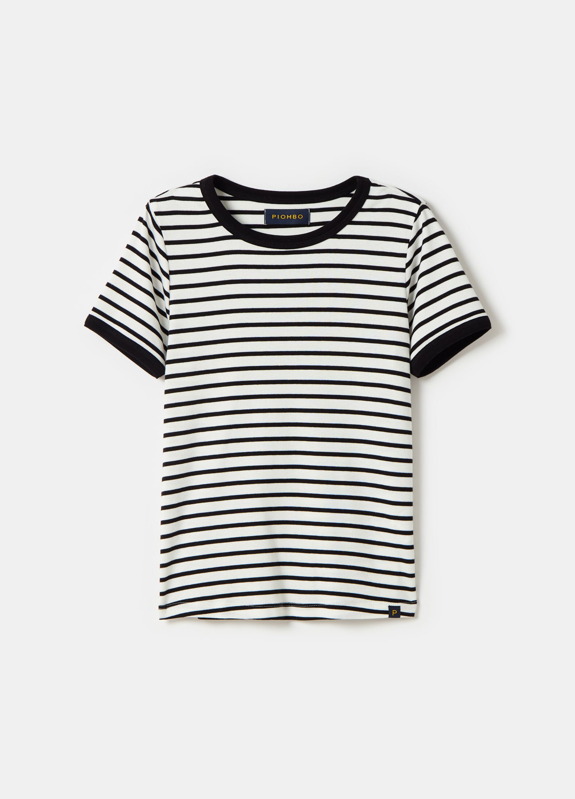 T-shirt a righe in cotone stretch