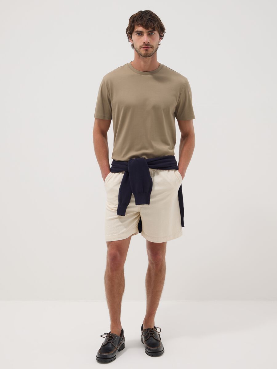 White cotton chino Bermuda shorts_0