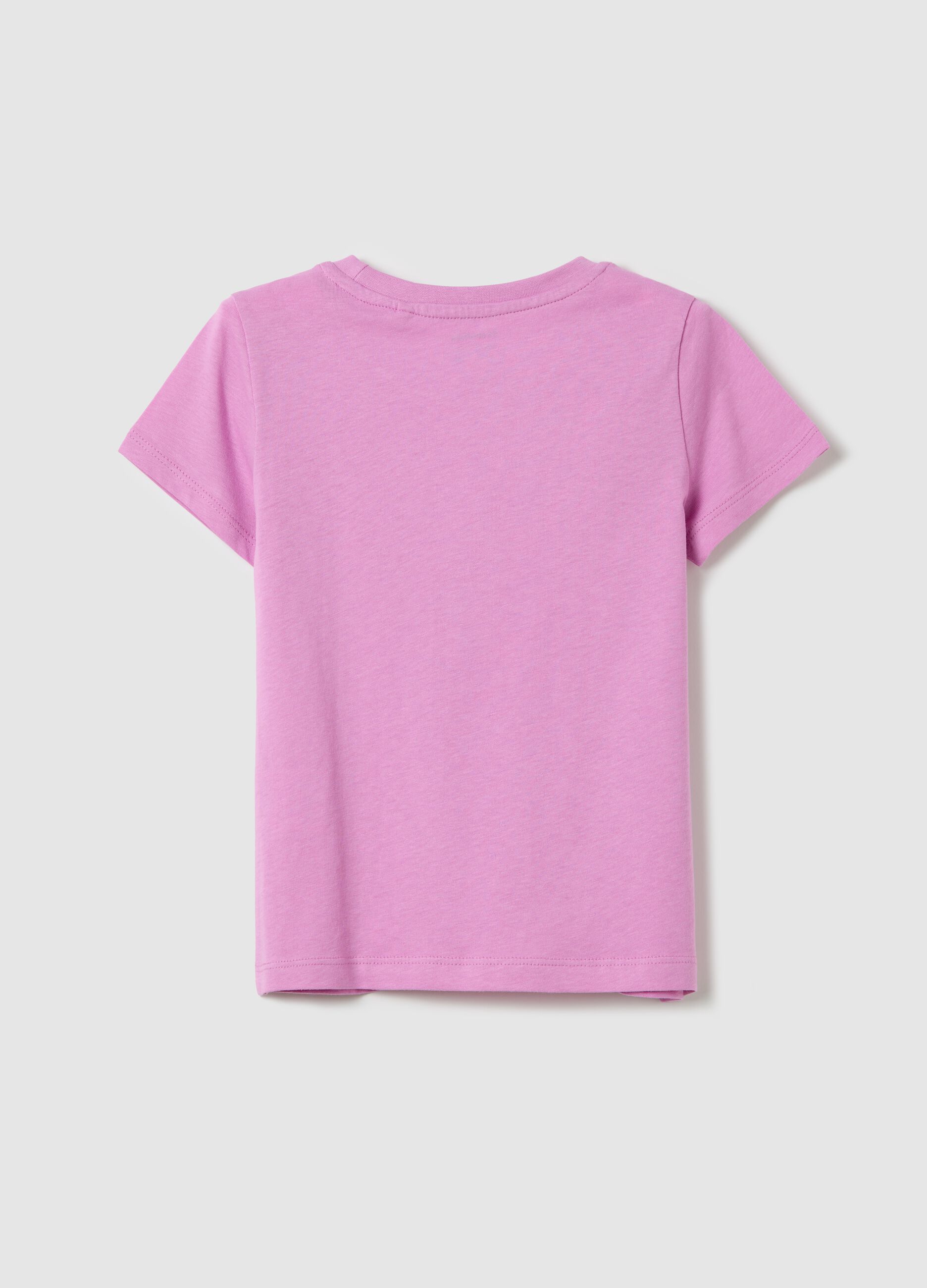 Short-sleeve pink pure cotton T-shirt