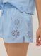 Light blue organic cotton pyjama shorts with embroidery_3