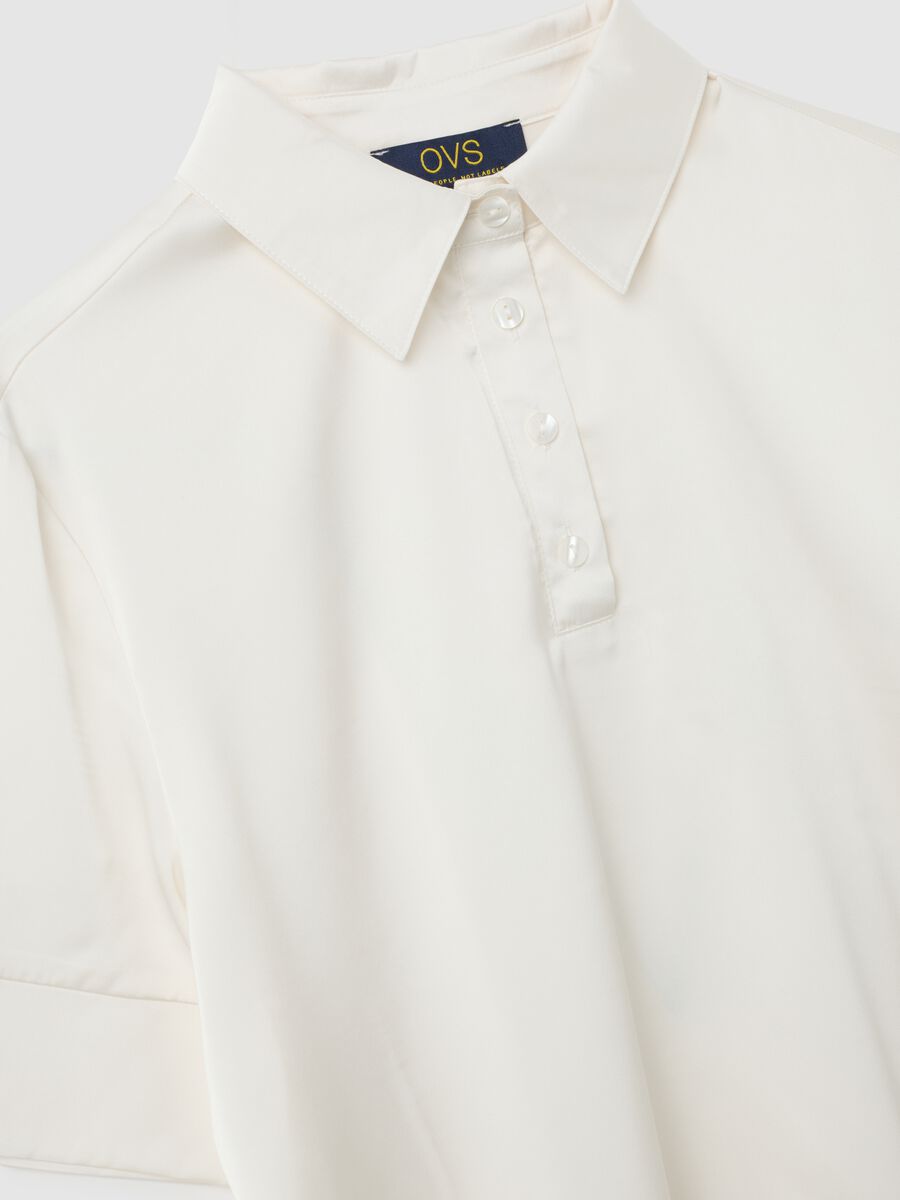 Camicia in tessuto elasticizzato bianca regular fit_5