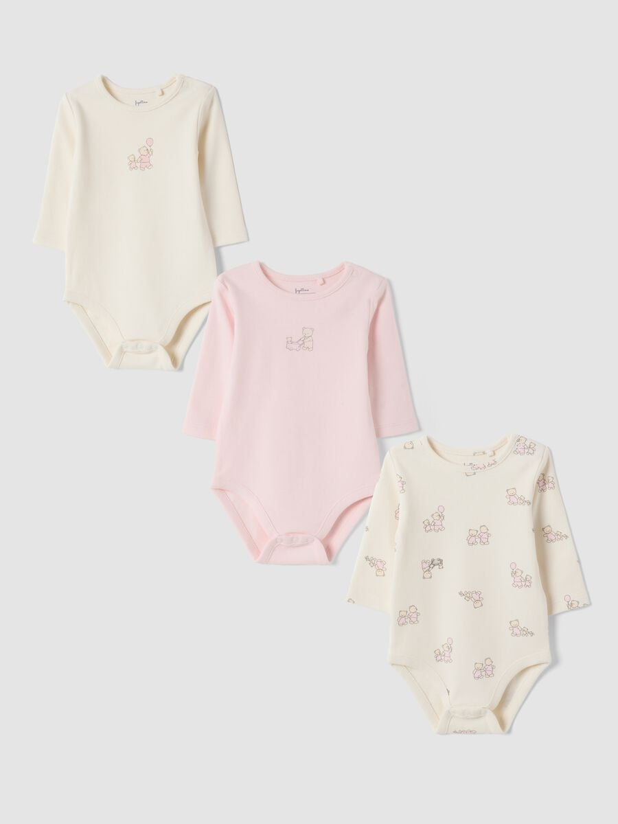 3-pack ivory and light pink organic cotton crew-neck bodysuits_0