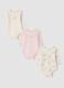 3-pack ivory and light pink organic cotton crew-neck bodysuits_0