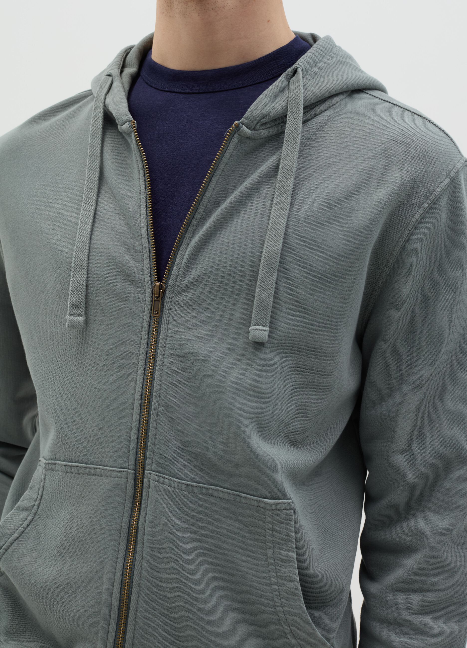 Full-zip sweatshirt in cotton with hood