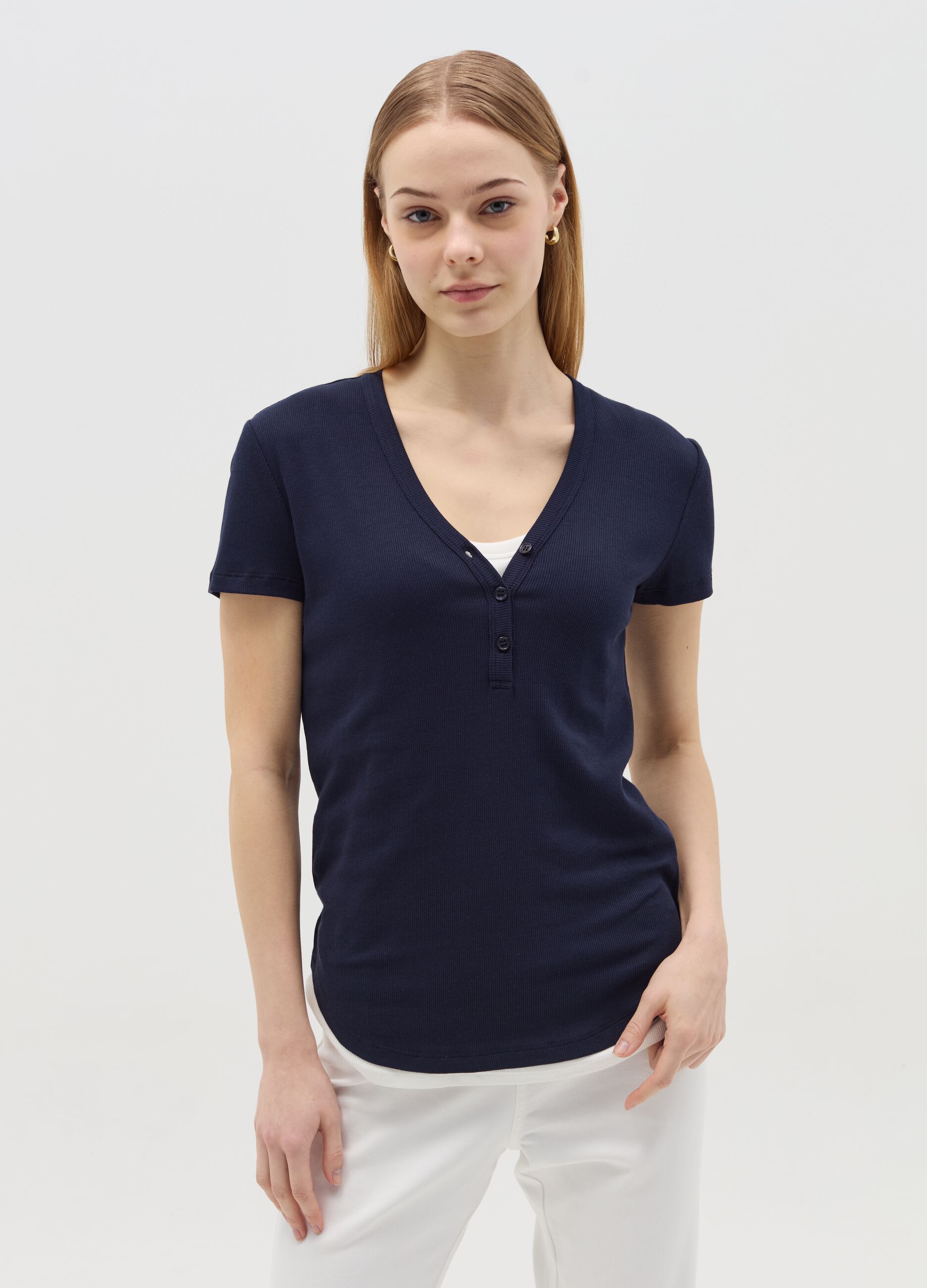 T-shirt premaman a costine scollo serafino