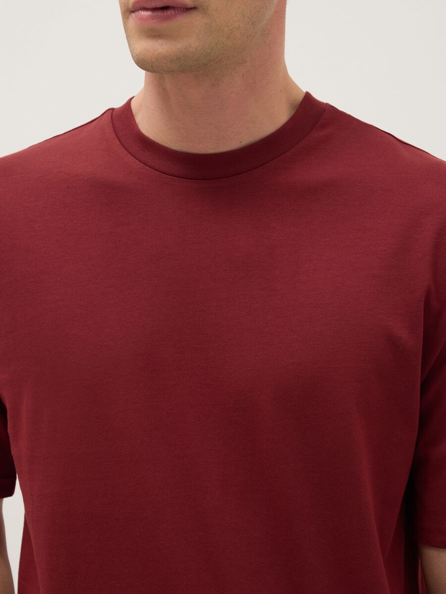 Red pure cotton relaxed fit T-shirt_3