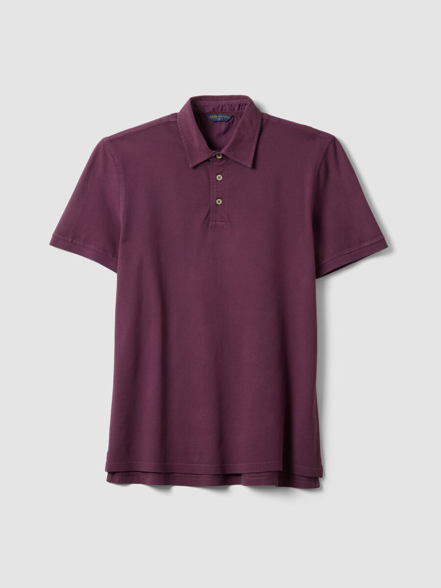 Purple slim-fit short-sleeve pure cotton polo shirt_4
