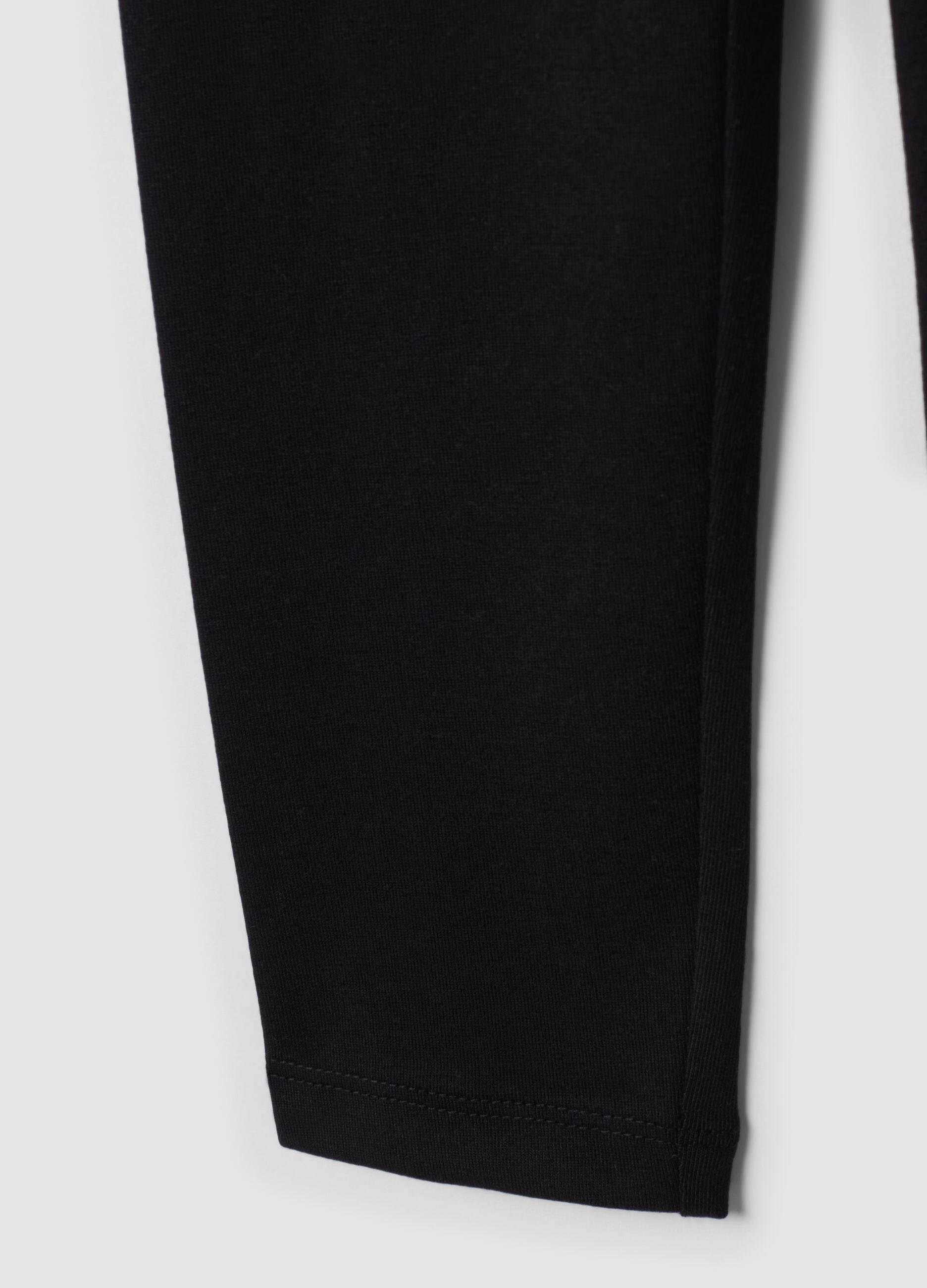 Black skinny leggings in stretch organic cotton with star for girls