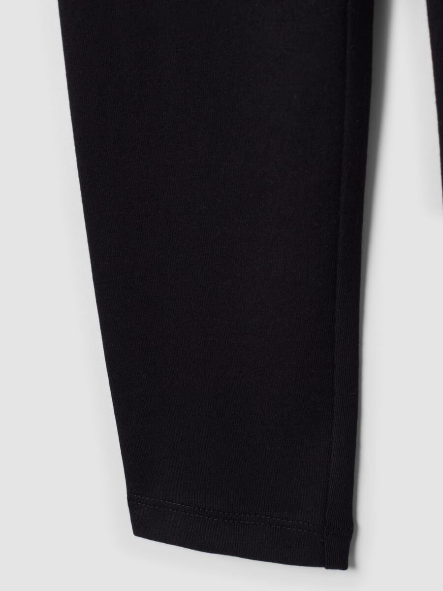 Leggings skinny neri in cotone organico elasticizzato con stella per bambina_3