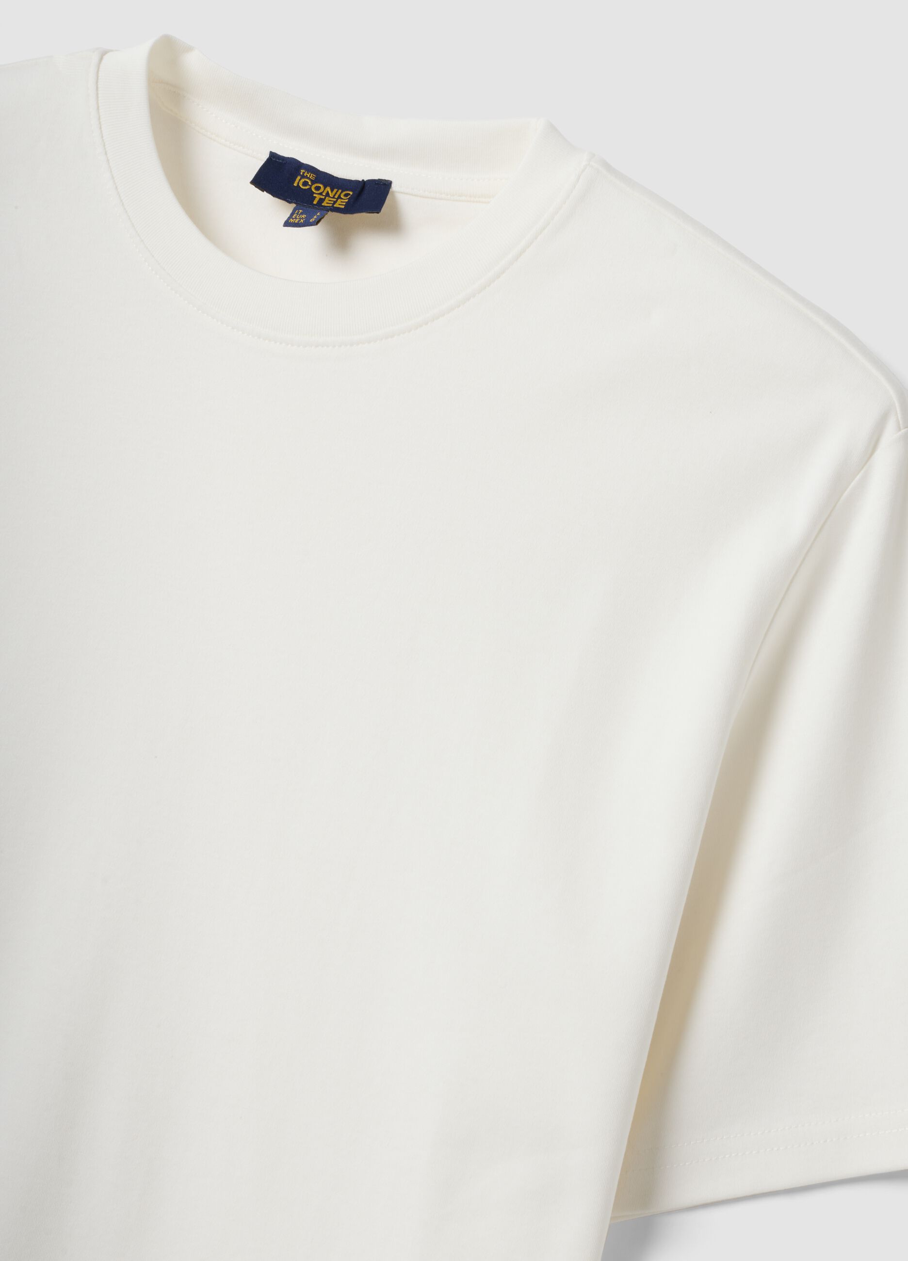 White pure cotton short-sleeve T-shirt, relaxed fit