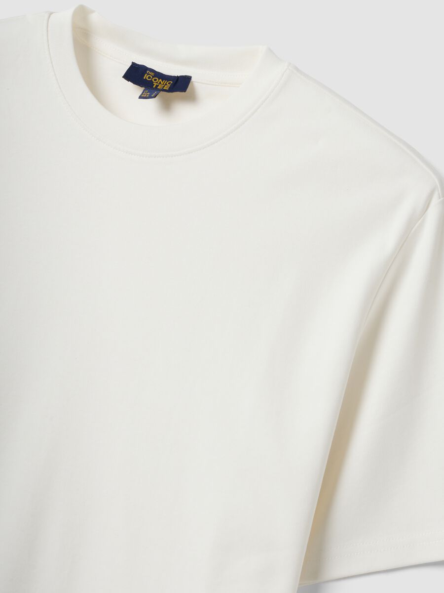White pure cotton short-sleeve T-shirt, relaxed fit_6