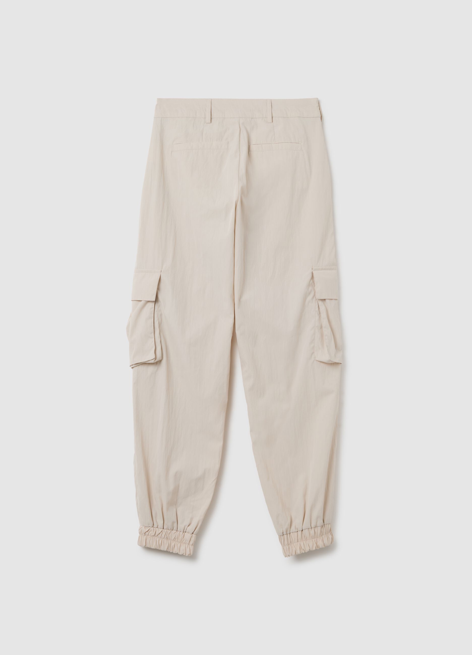 Girls' beige mixed regular fit trousers