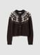 Brown jacquard wool-blend cardigan, regular fit_0