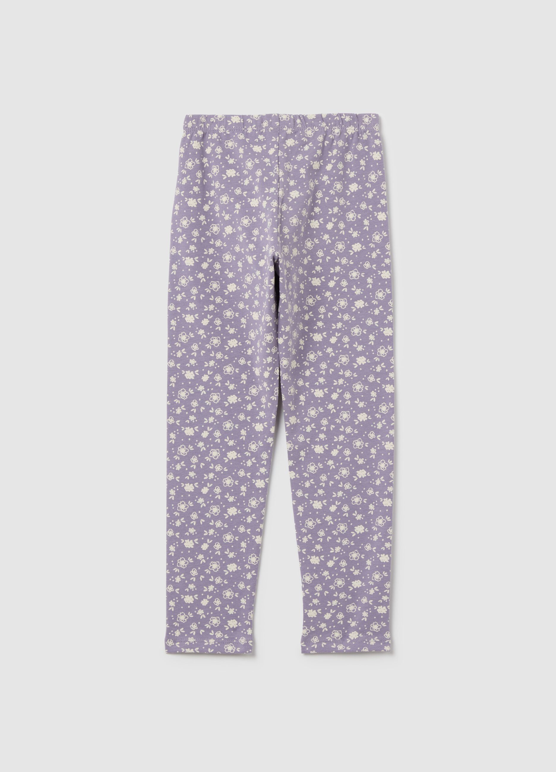 Leggings in stretch cotton with ditsy floral print