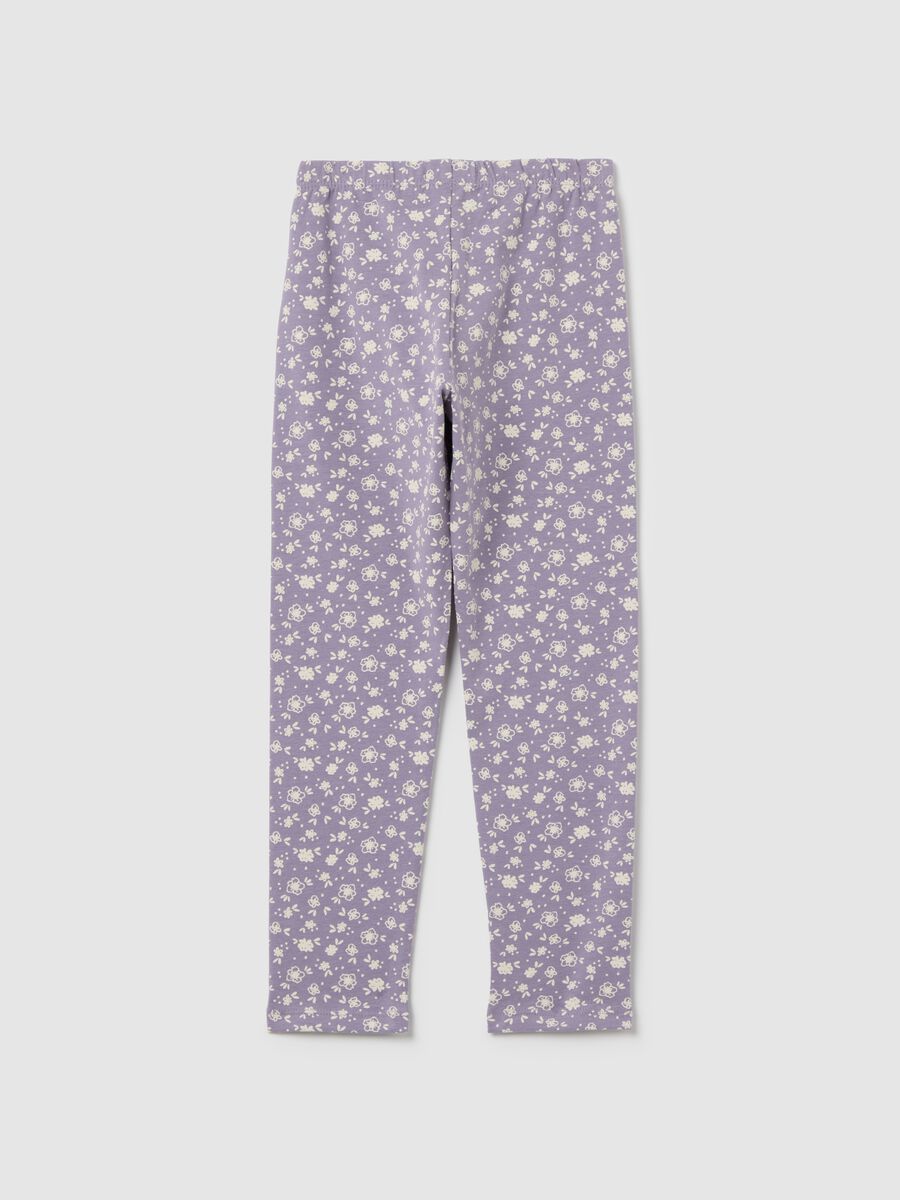 Leggings in stretch cotton with ditsy floral print_1