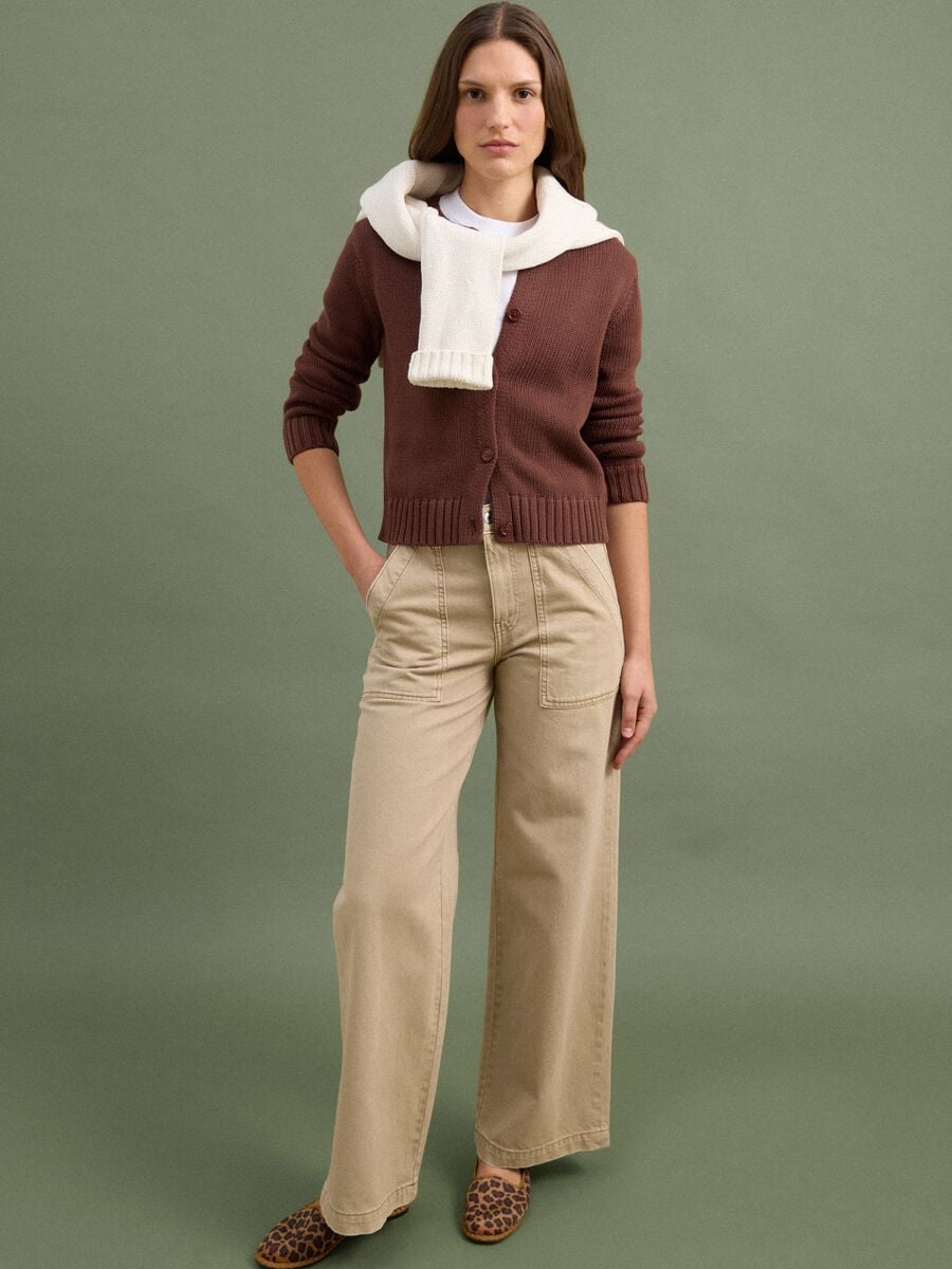 Cardigan marrone in puro cotone con bottoni regular fit_2