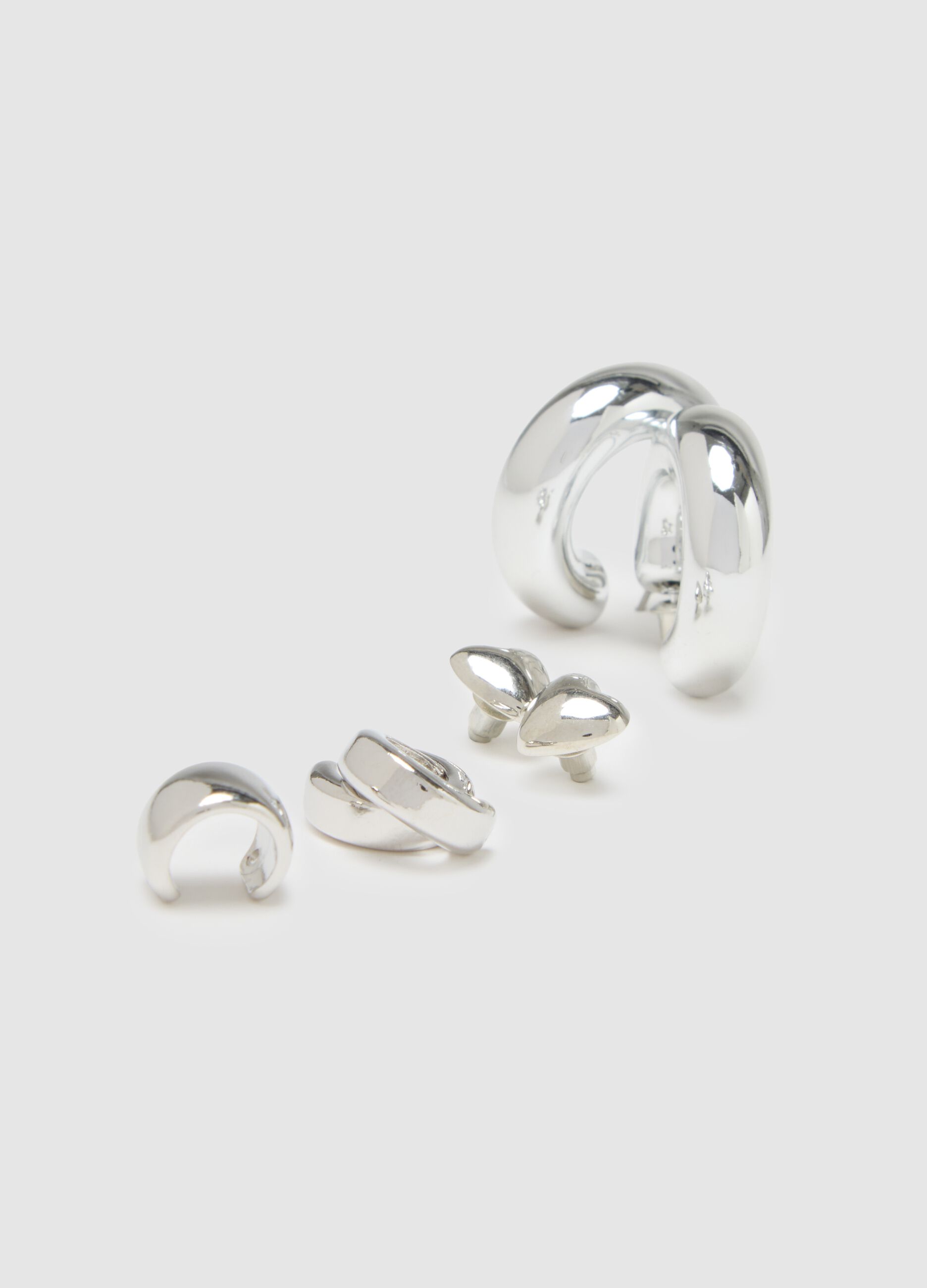Grey Steel Earrings Set