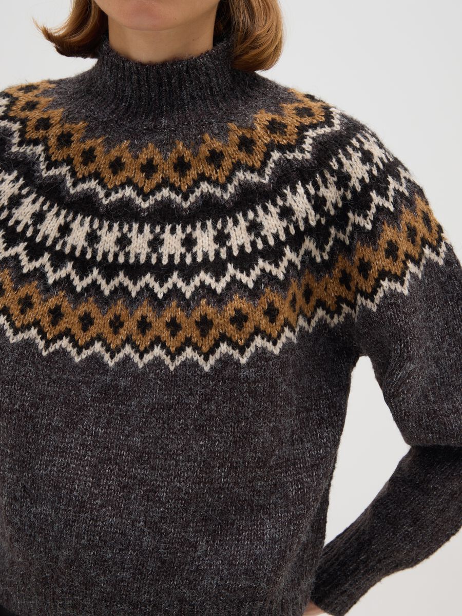 Multicolour Regular Fit Jacquard Pattern Pullover_3