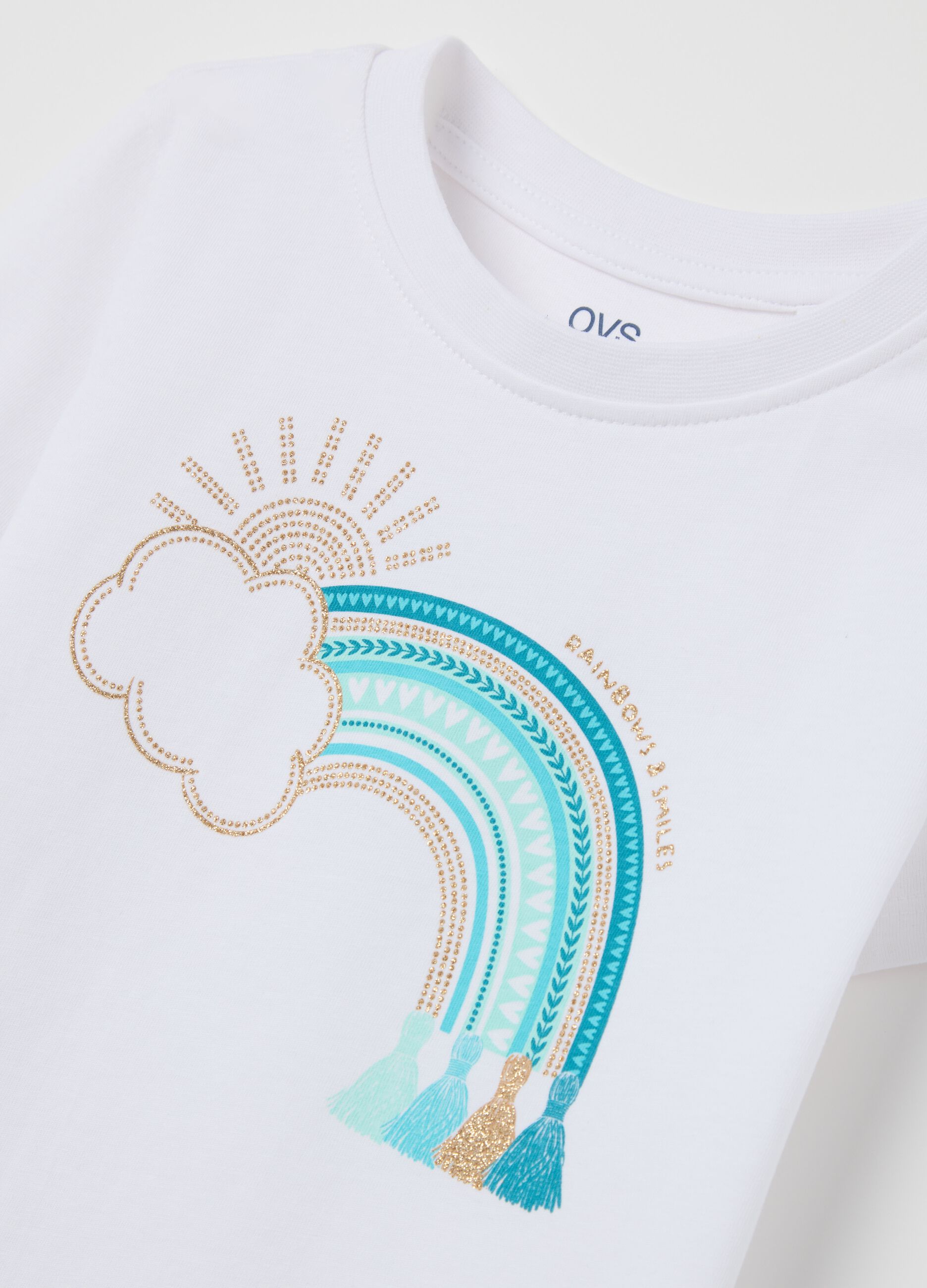 White cotton T-shirt with print