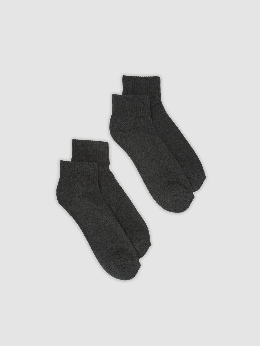 Bipack di calze sportive grigie alla caviglia in cotone organico elasticizzato_0