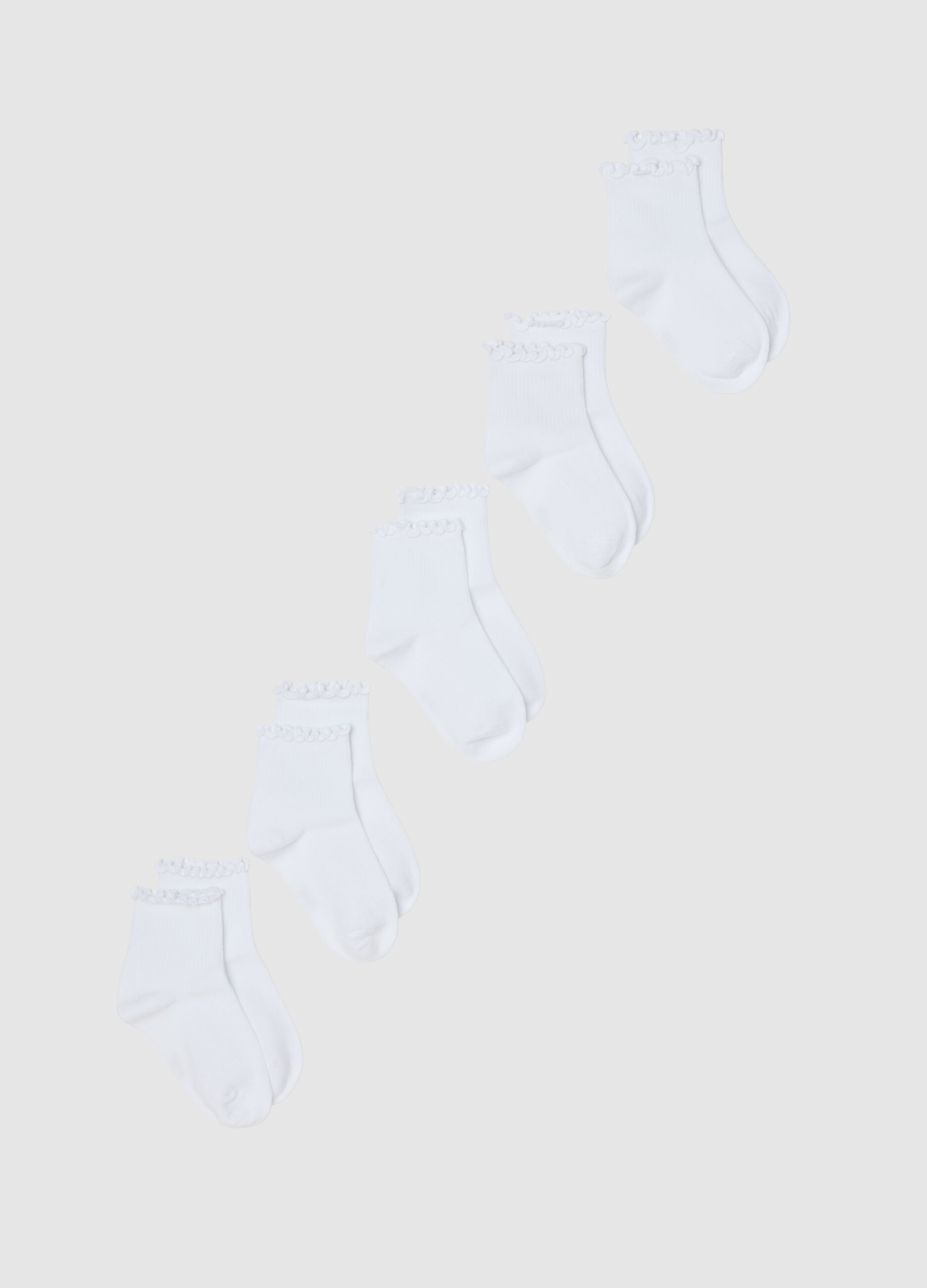 Multipack of short white girl's socks in stretch cotton