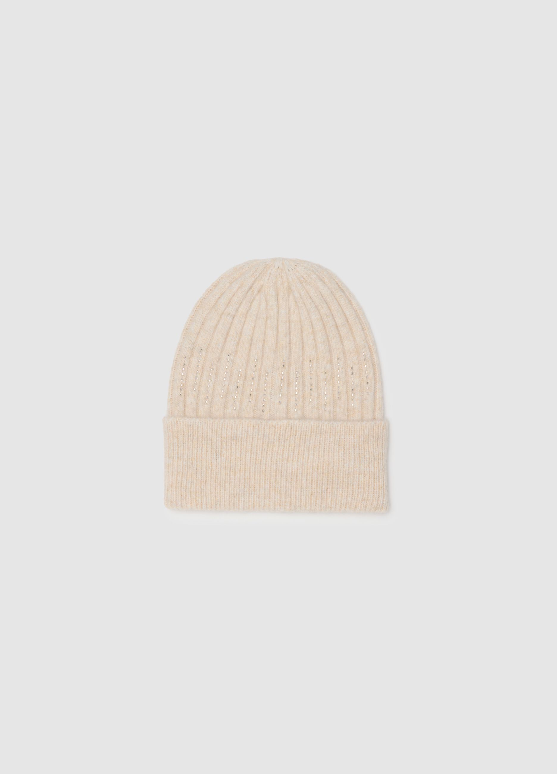 Beige wool blend cap