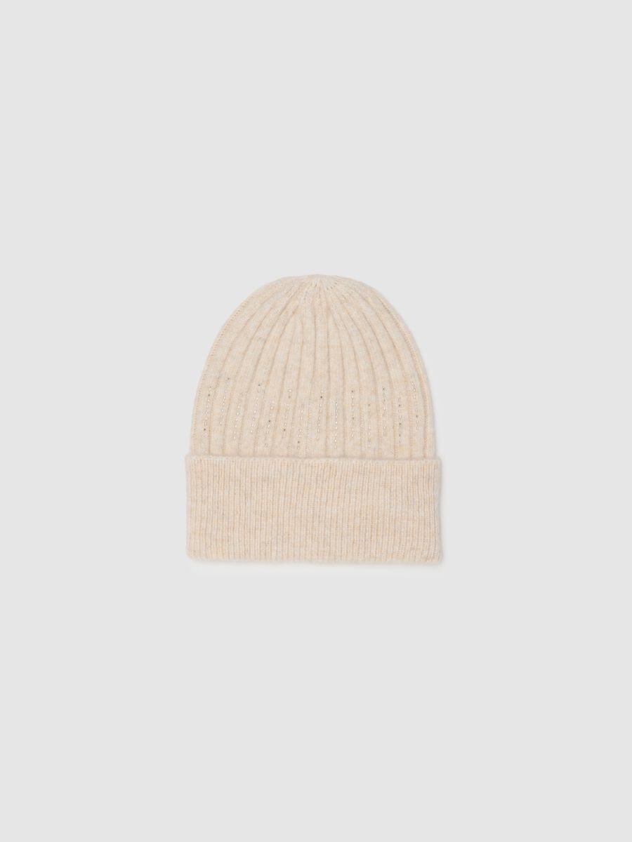 Beige wool blend cap_0