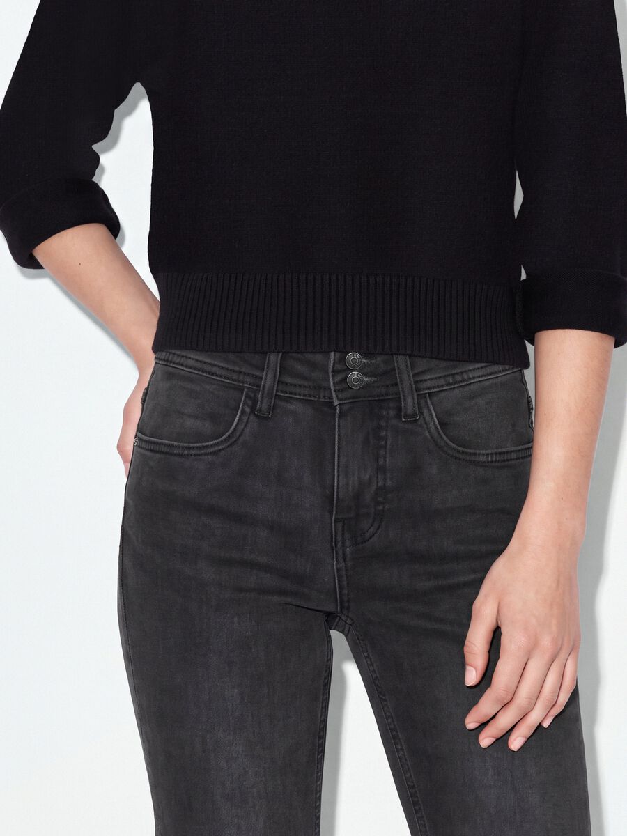 Black stretch-cotton flare jeans_3